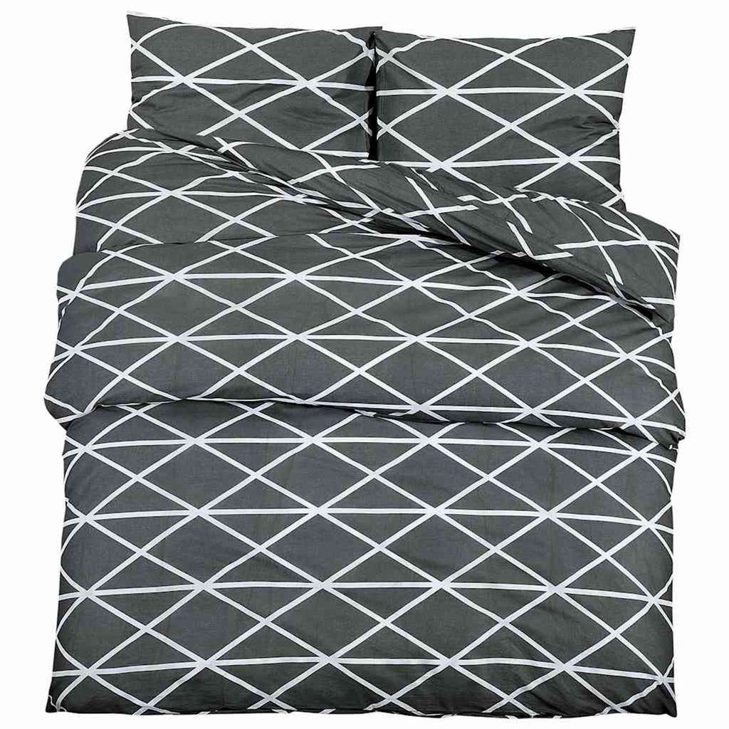 Duvet Cover Cotton Grey 220 x 155 cm Bedding Bed Linen Bedroom Quilt 220x155cm