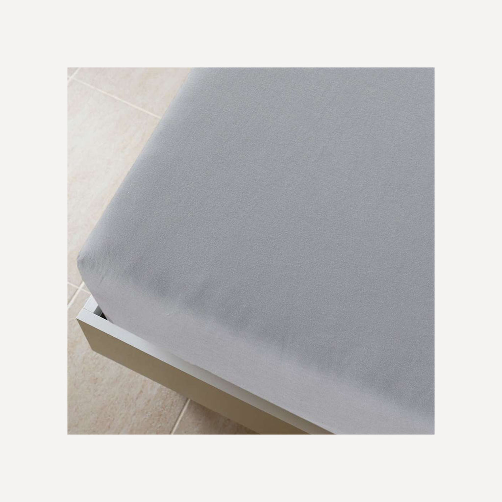 Jersey Fitted Sheet Cotton Grey 200 x 160 cm Bedroom Furniture Bedstead
