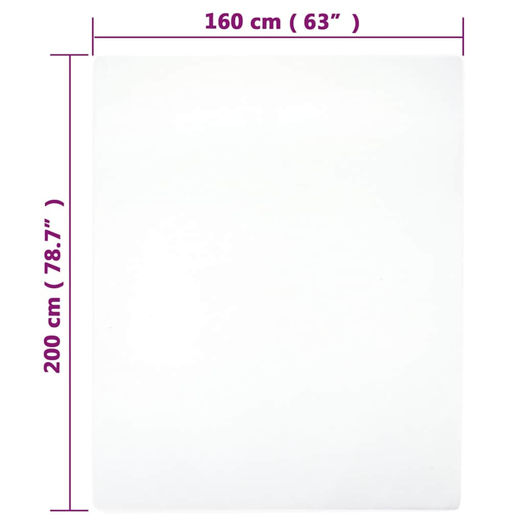 Jersey Fitted Sheets Cotton White 200 x 160 cm Bedroom Furniture Bedstead 2