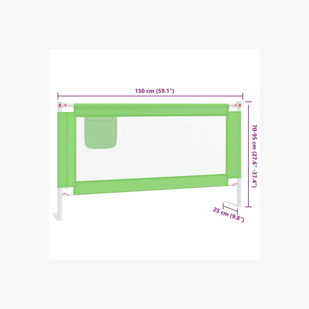 Toddler Safety Bed Rail Fabric (100% Polyester) Green 150 x 25 x 95 cm