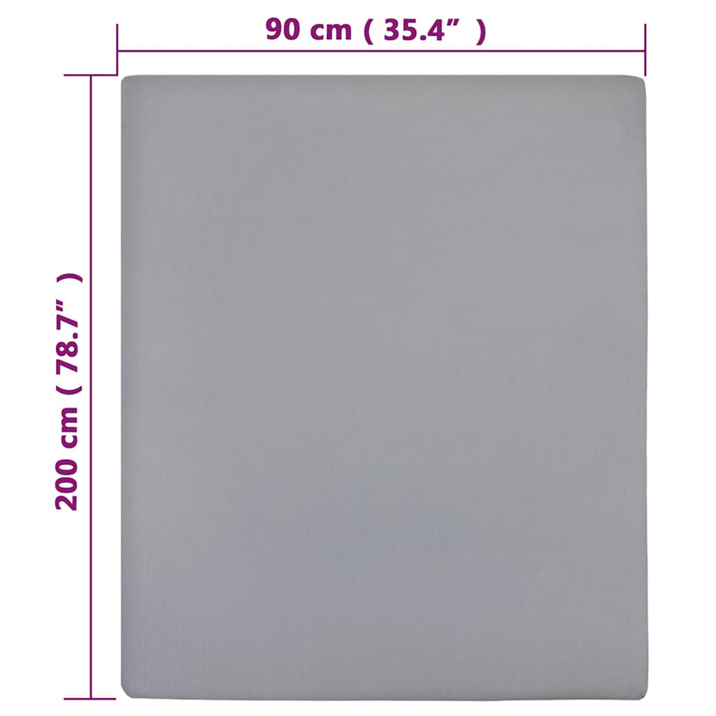 Jersey Fitted Sheet Cotton Grey 200 x 90 cm Bedroom Furniture Bedstead 200x90cm