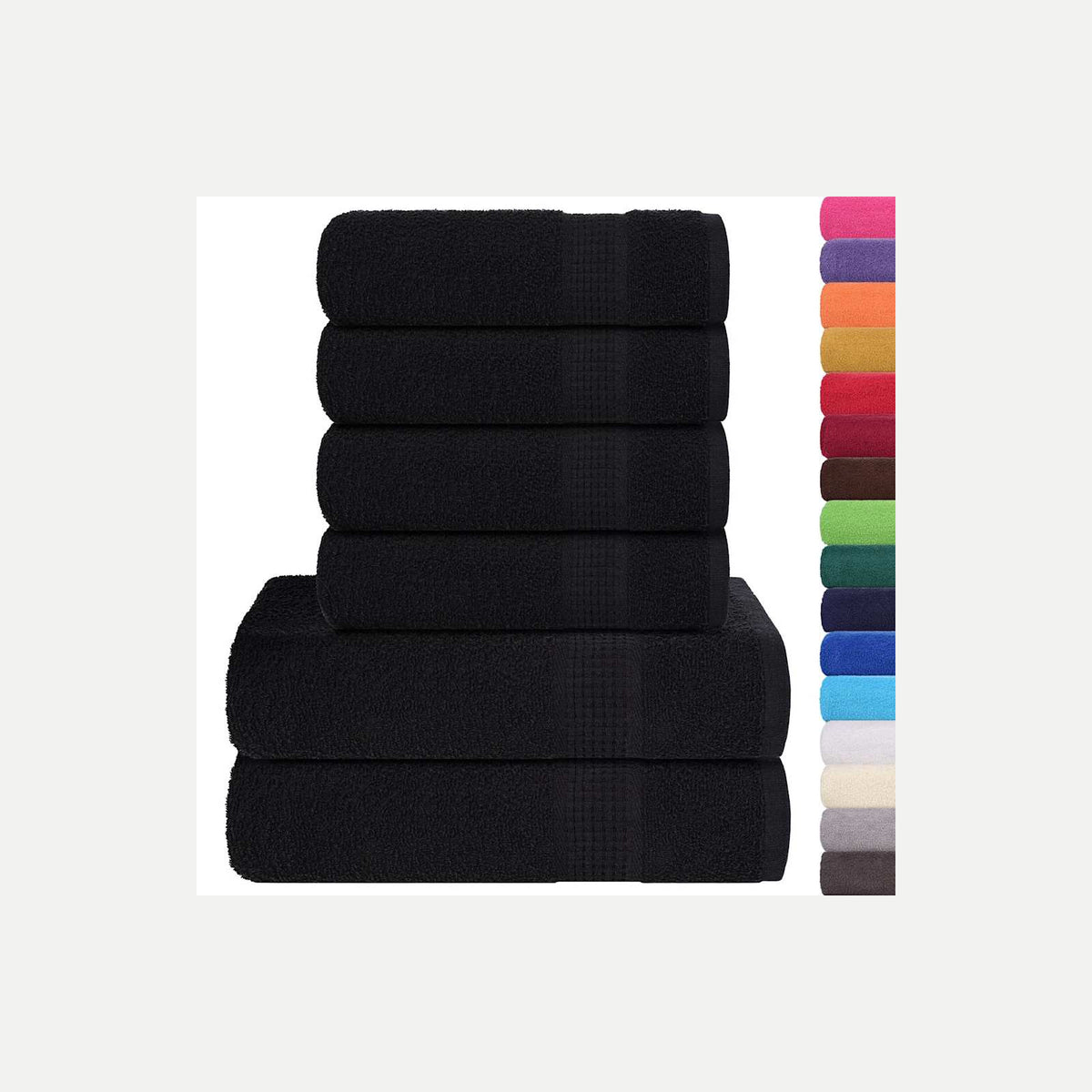 Towel Cotton Black 50 x 100 cm Bathroom Bath Linen Home Bath Towels & Flannels