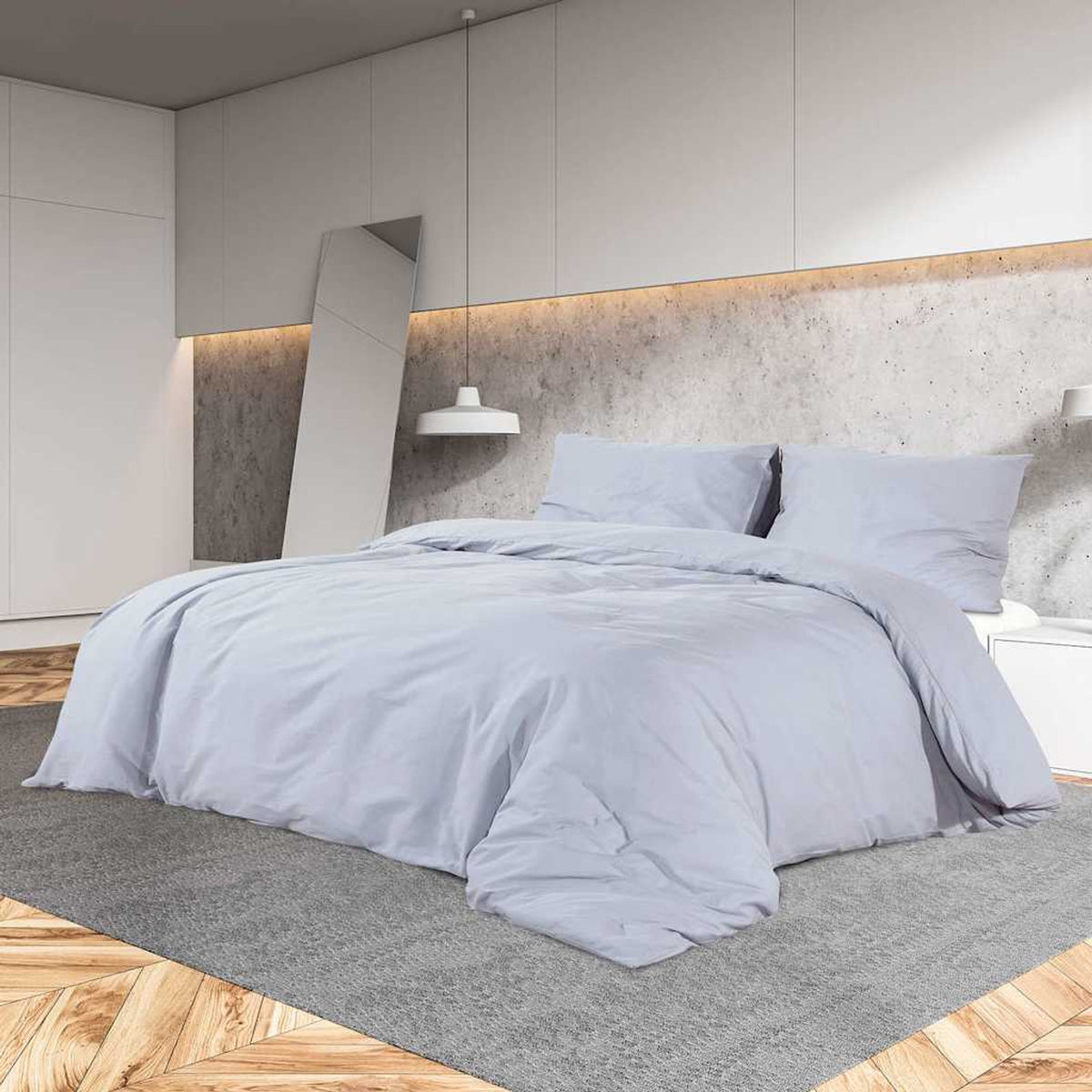 Duvet Cover Microfiber Fabric (100% Poly Grey 200 x 200 cm Bedding Bed Linen