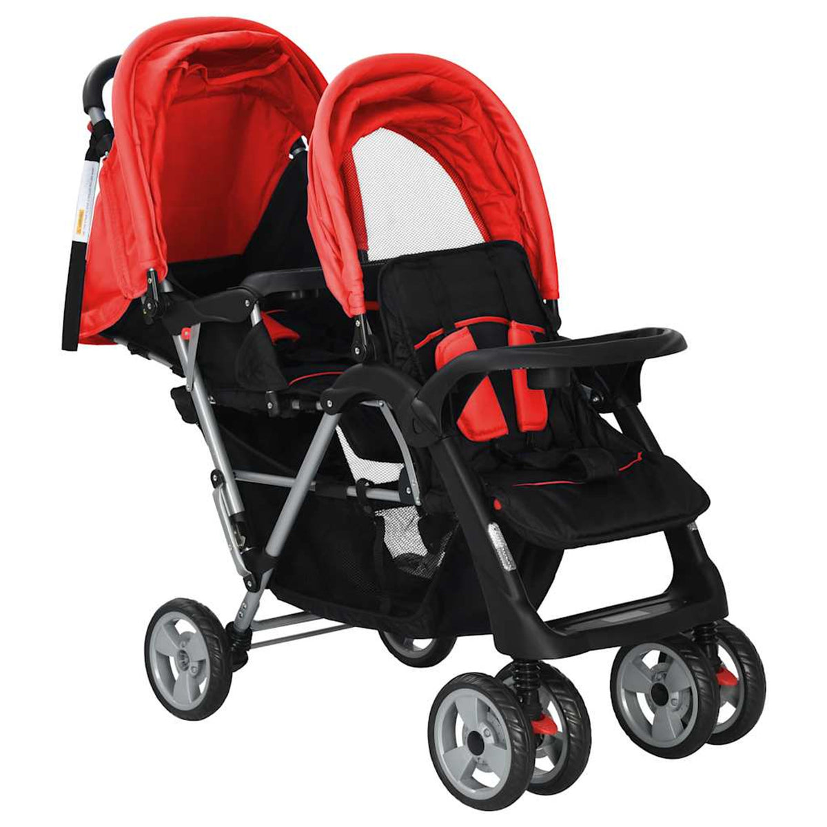 Stroller Steel Red Lockable 122.5 x 53.5 x 111 cm Pushchair Baby Pram