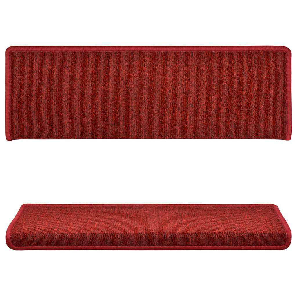 Stair Mats Rectangular Edge Needle-Punched Fabric (100% Red 65 x 21 x 4 cm