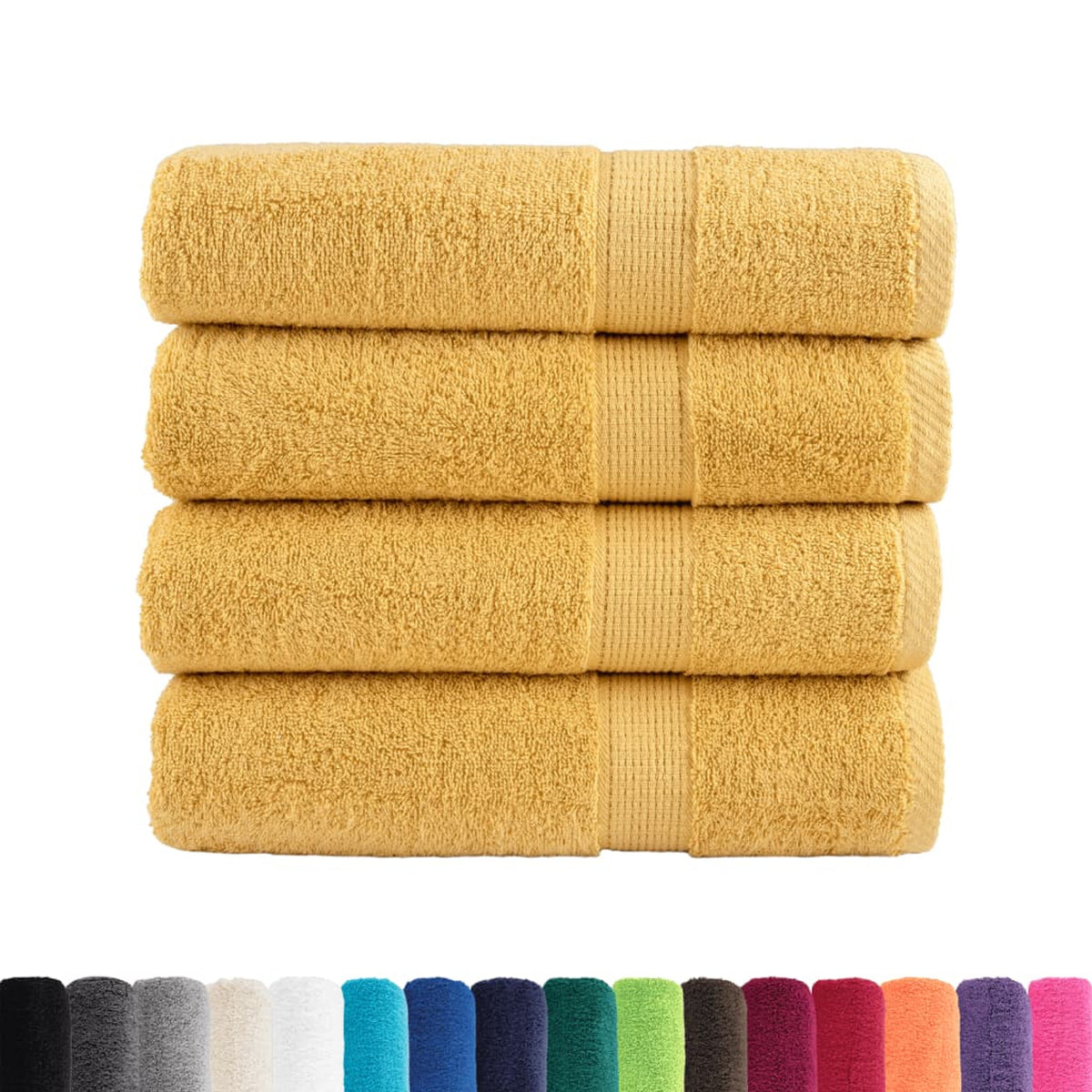 Towel Cotton Gold 100 x 50 cm Bathroom Bath Linen Home Towels 4 pcs Variant 2