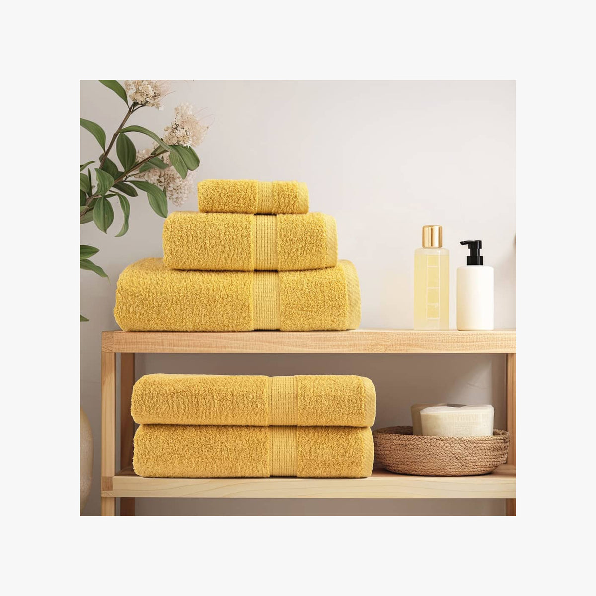 Towel Cotton Gold 100 x 50 cm Bathroom Bath Linen Home Towels 4 pcs Variant 2