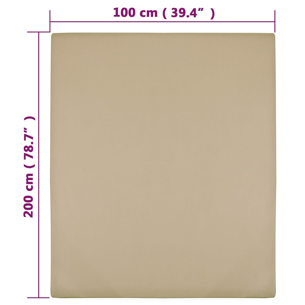 Jersey Fitted Sheets Cotton Taupe 200 x 100 cm Bedroom Furniture Bedstead 2