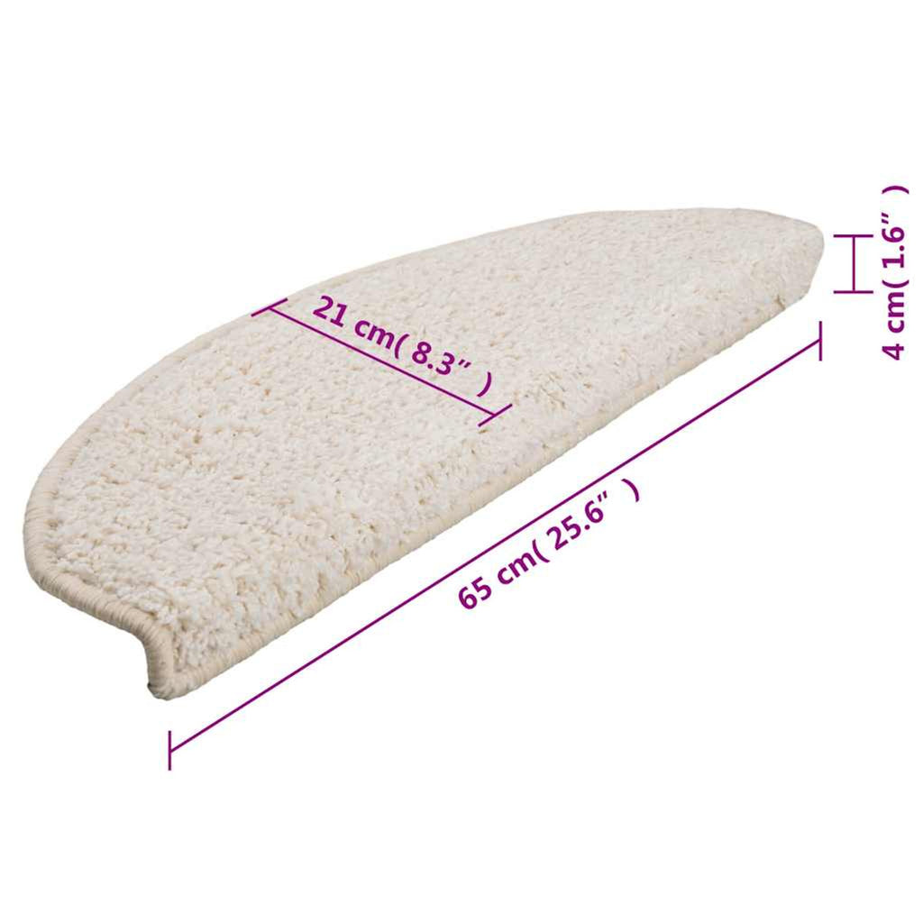 Stair Mats Half Round Large Pp Tufted White 65 x 25 x 4 cm Floor Mat Home 15