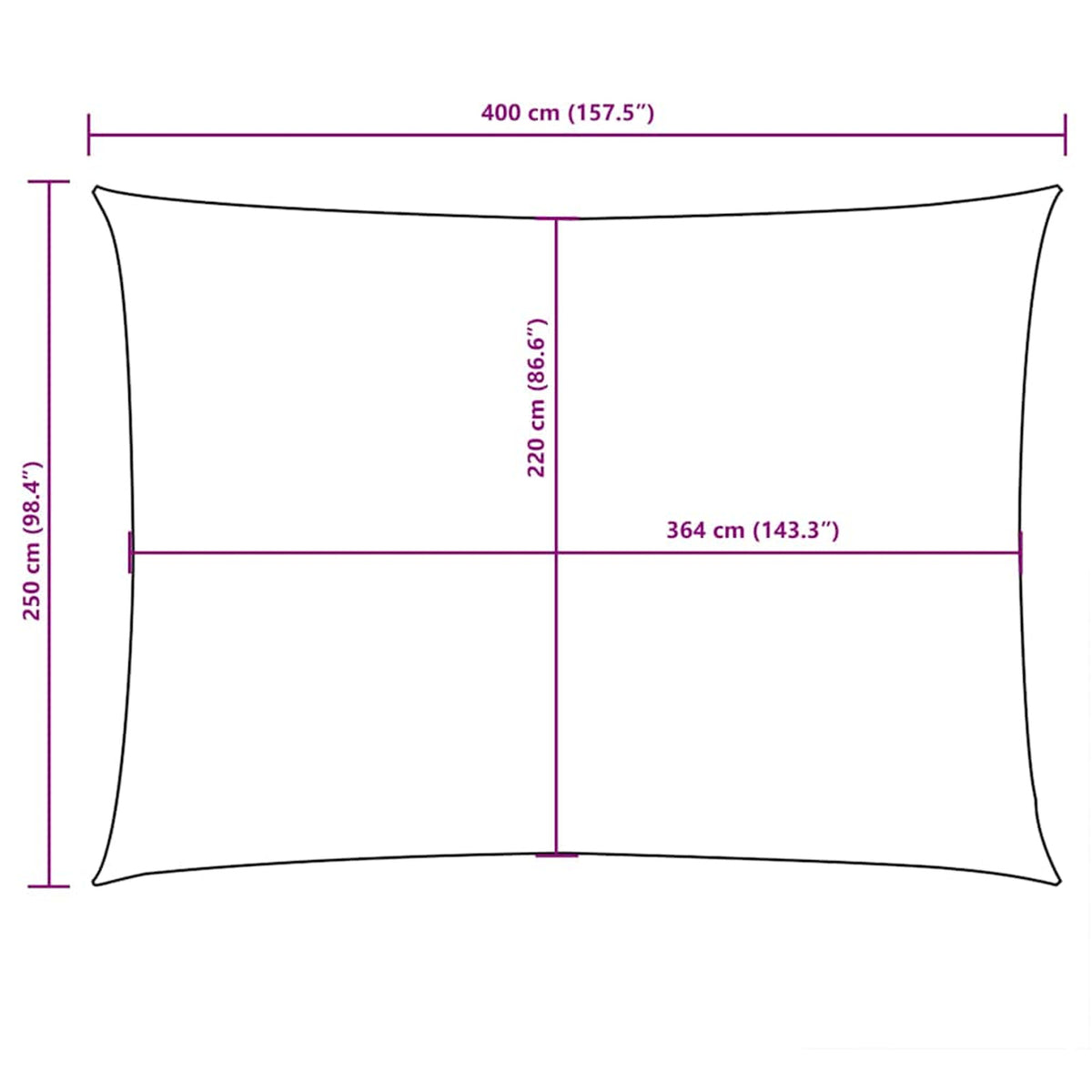 Sunshade Sail Oxford Fabric Orange Water Resistant UV Resistant 250 x 400 cm