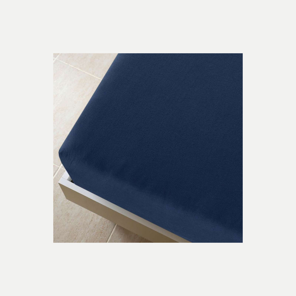 Jersey Fitted Sheet Cotton Navy Blue 200 x 180 cm Bedroom Furniture Bedstead