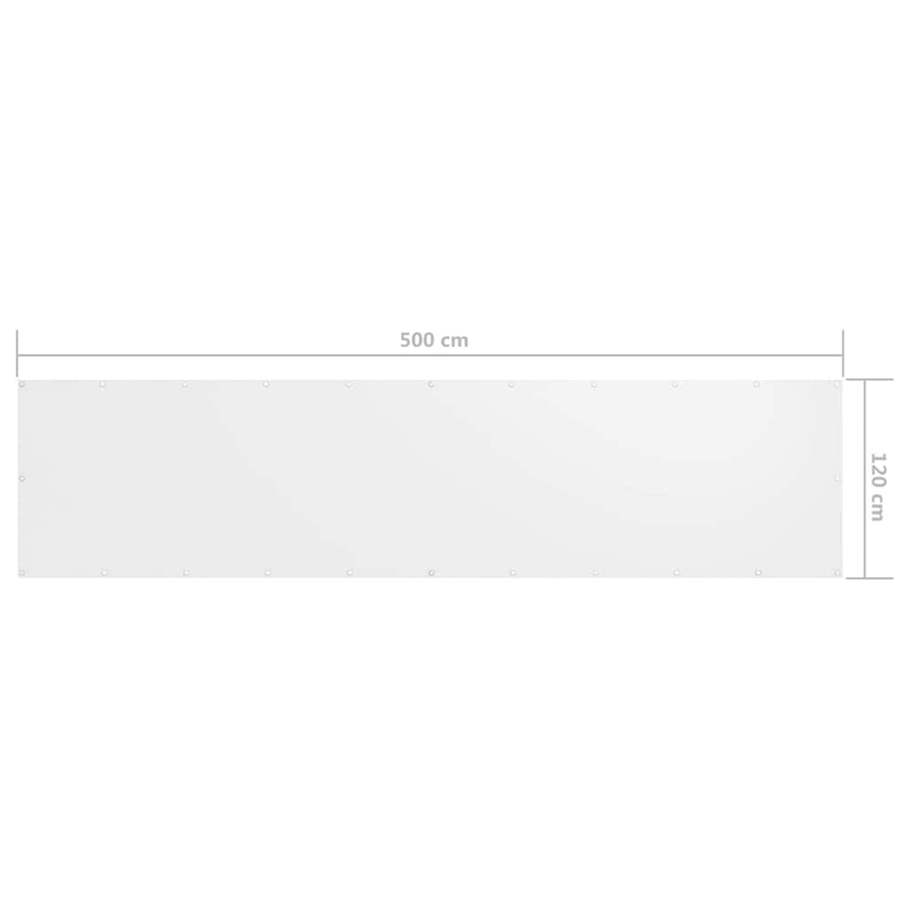 Balcony Screen Oxford Fabric White Waterproof UV Resistant 120 x 500 cm