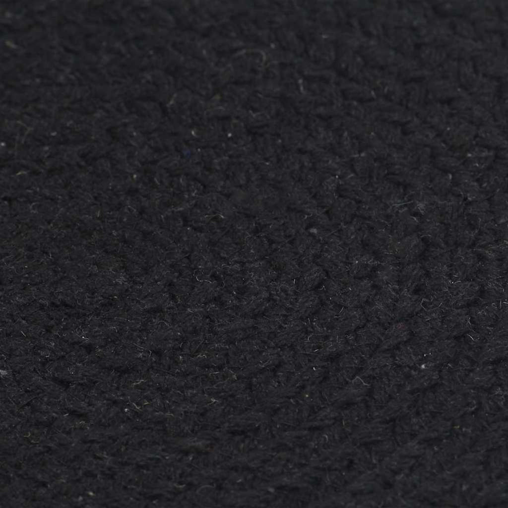 Placemats Plain Round Cotton Black Floor Mat Home Non Slip Placemat 6 pcs