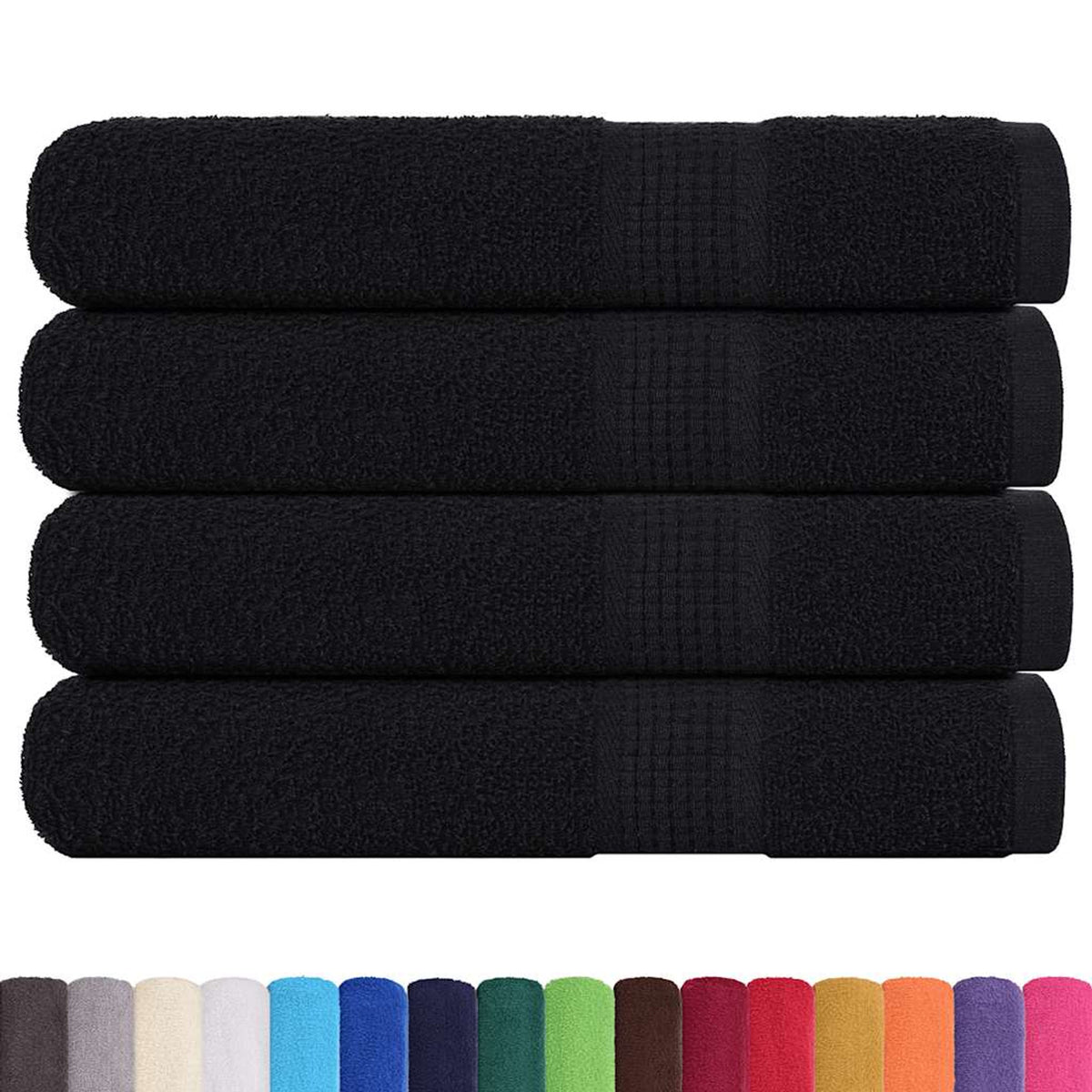 Towel Cotton Black 200 x 100 cm Bathroom Bath Linen Home Towels 4 pcs FROGN