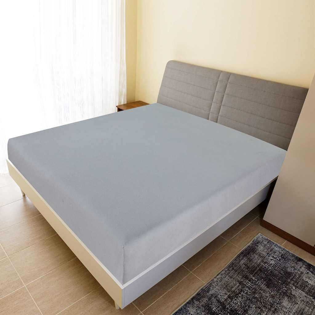 Jersey Fitted Sheet Cotton Grey 200 x 90 cm Bedroom Furniture Bedstead 200x90cm