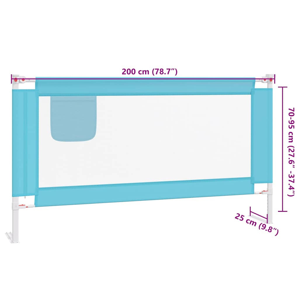 Toddler Safety Bed Rail Fabric (100% Polyester) Blue 200 x 25 x 95 cm Bedguard