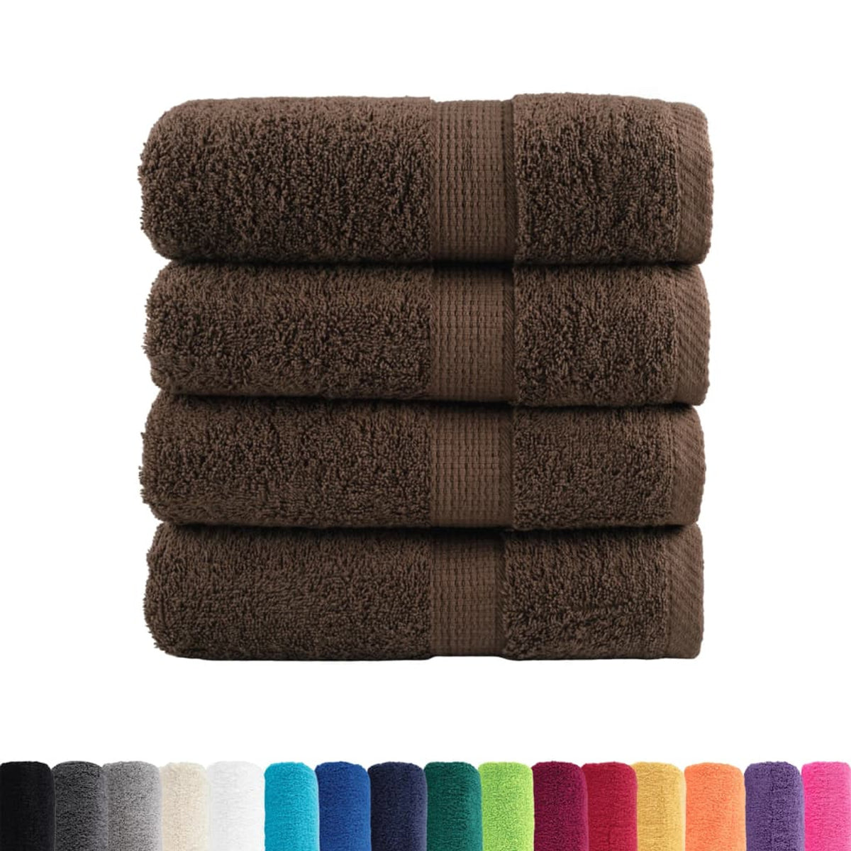 Towel Cotton Brown 50 x 30 cm Bathroom Bath Linen Home Towels 4 pcs Variant 2