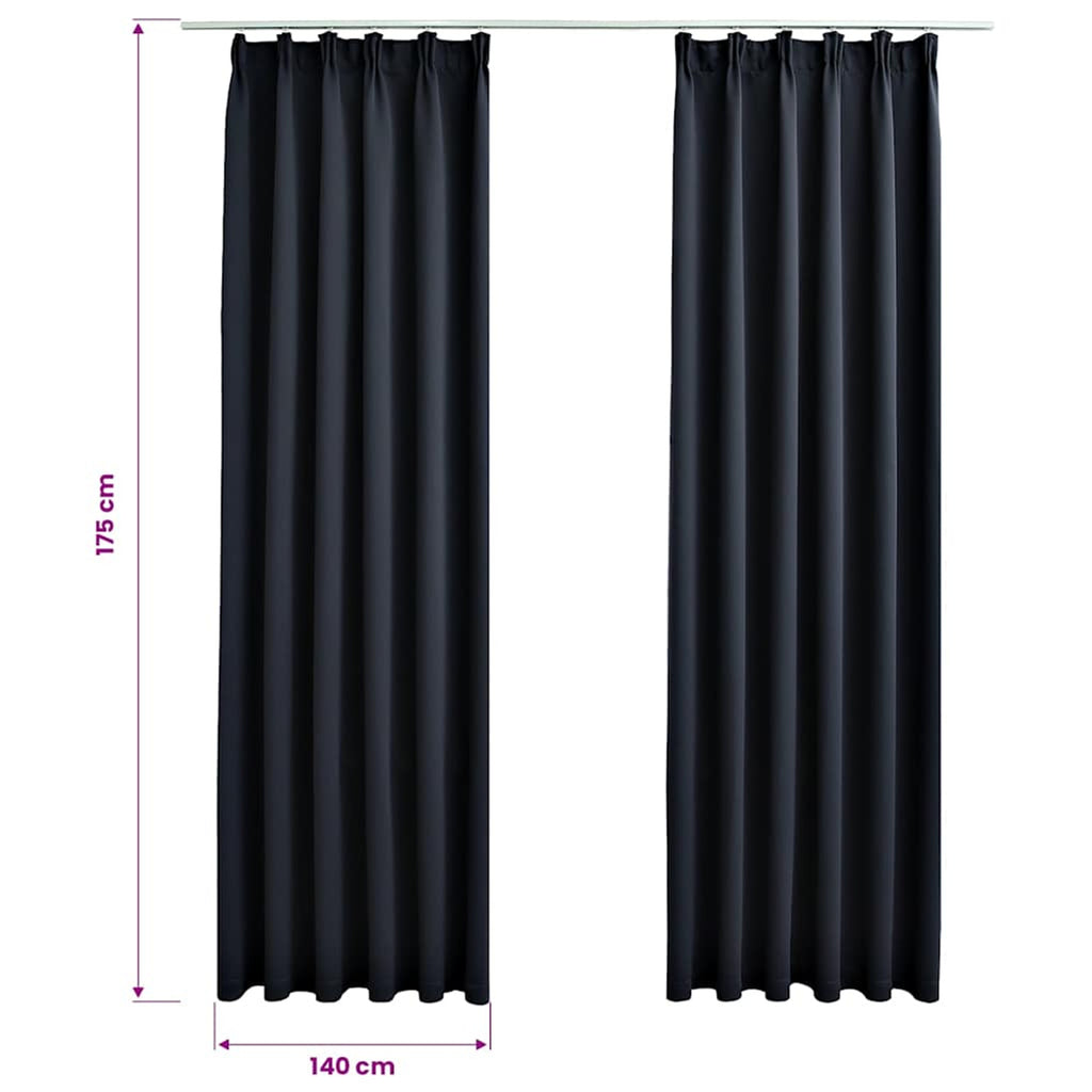 Blackout Curtain Polyester Anthracite 140 x 175 cm Window Dressing Variant 2