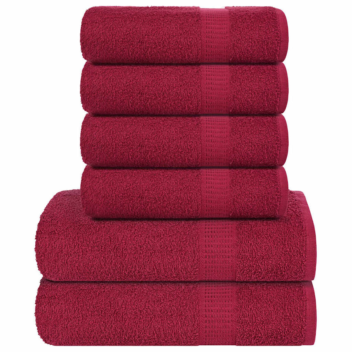 Towel Cotton Bordeaux 50 x 100 cm Bathroom Bath Linen Home Bath Towels 6 Piece