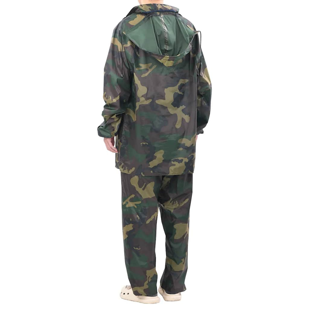 Men'S Camo Print Rain Suit Camouflage - Green x x L Waterproof Suits Hood XXL