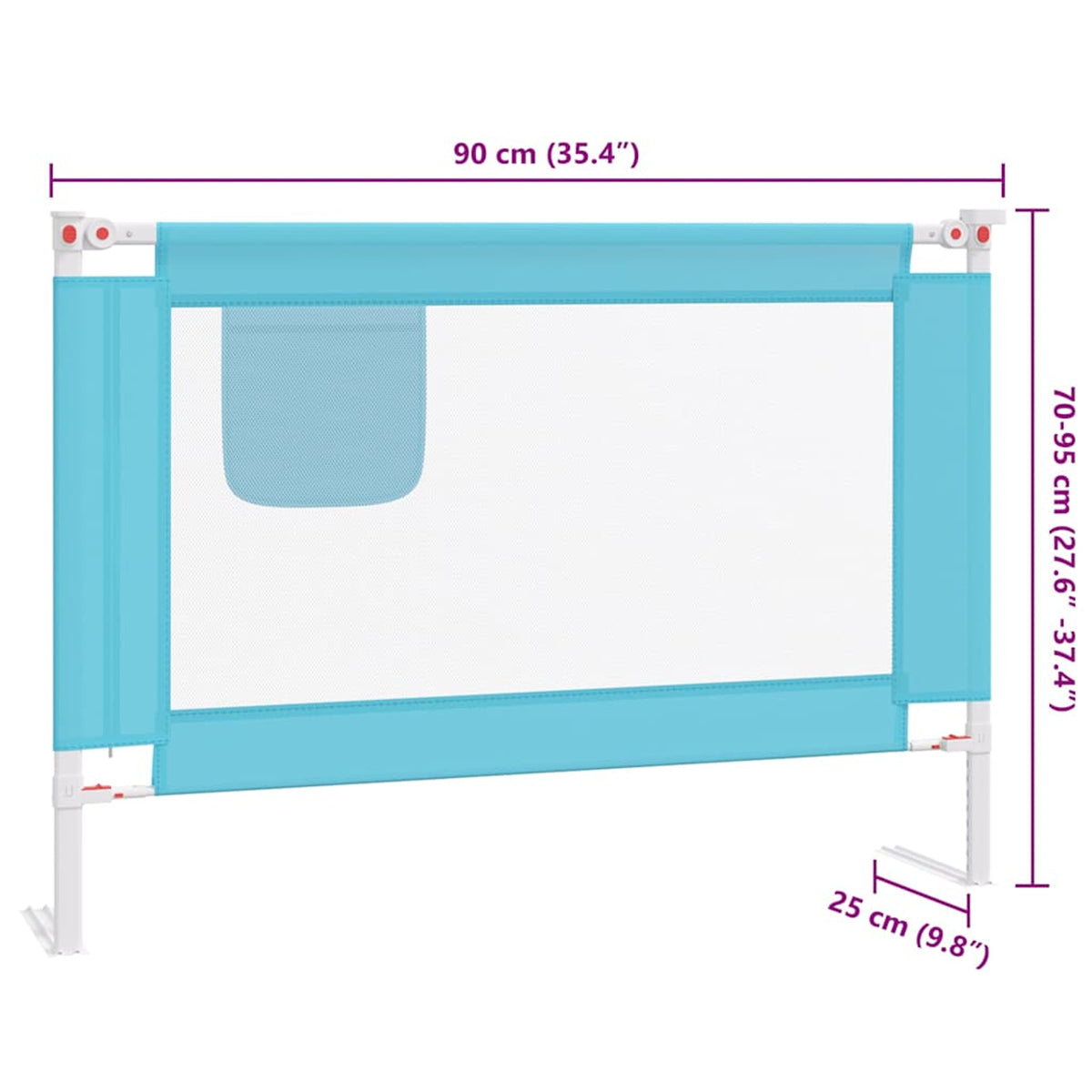 Toddler Safety Bed Rail Fabric (100% Polyester) Blue 90 x 25 x 95 cm Bedguard