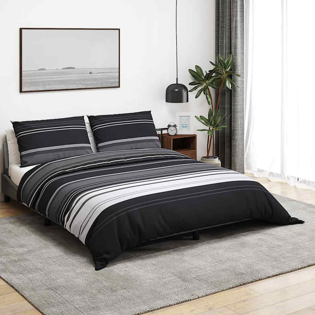 Duvet Cover Cotton Black 240 x 220 cm Bedding Bed Linen Bedroom Variant 2