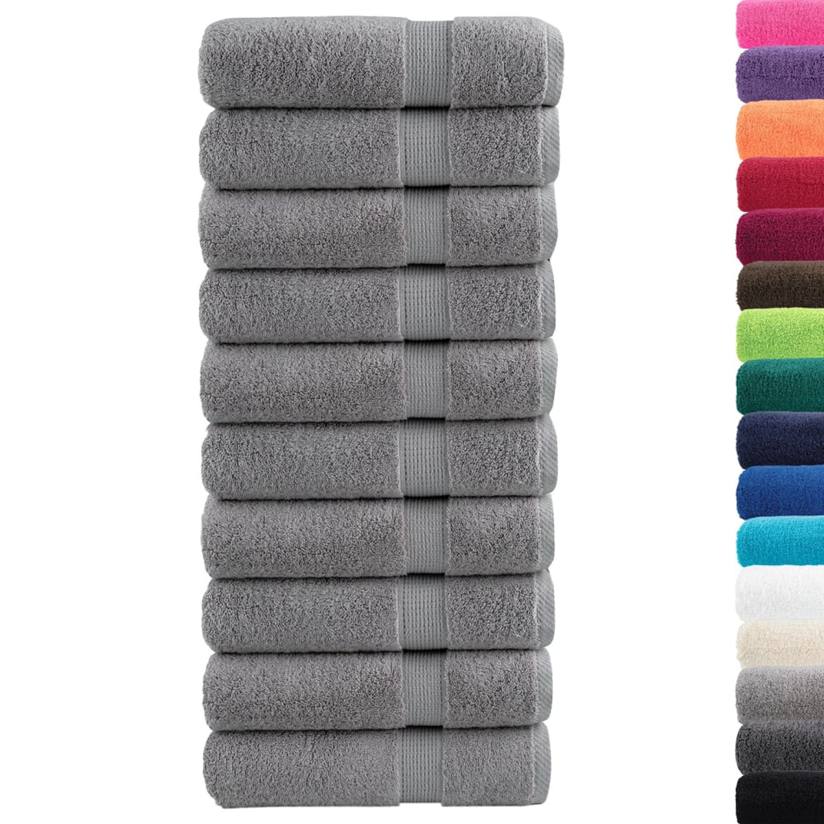 Towel Cotton Grey 140 x 70 cm Bathroom Bath Linen Home Towels 10 pcs Variant 2
