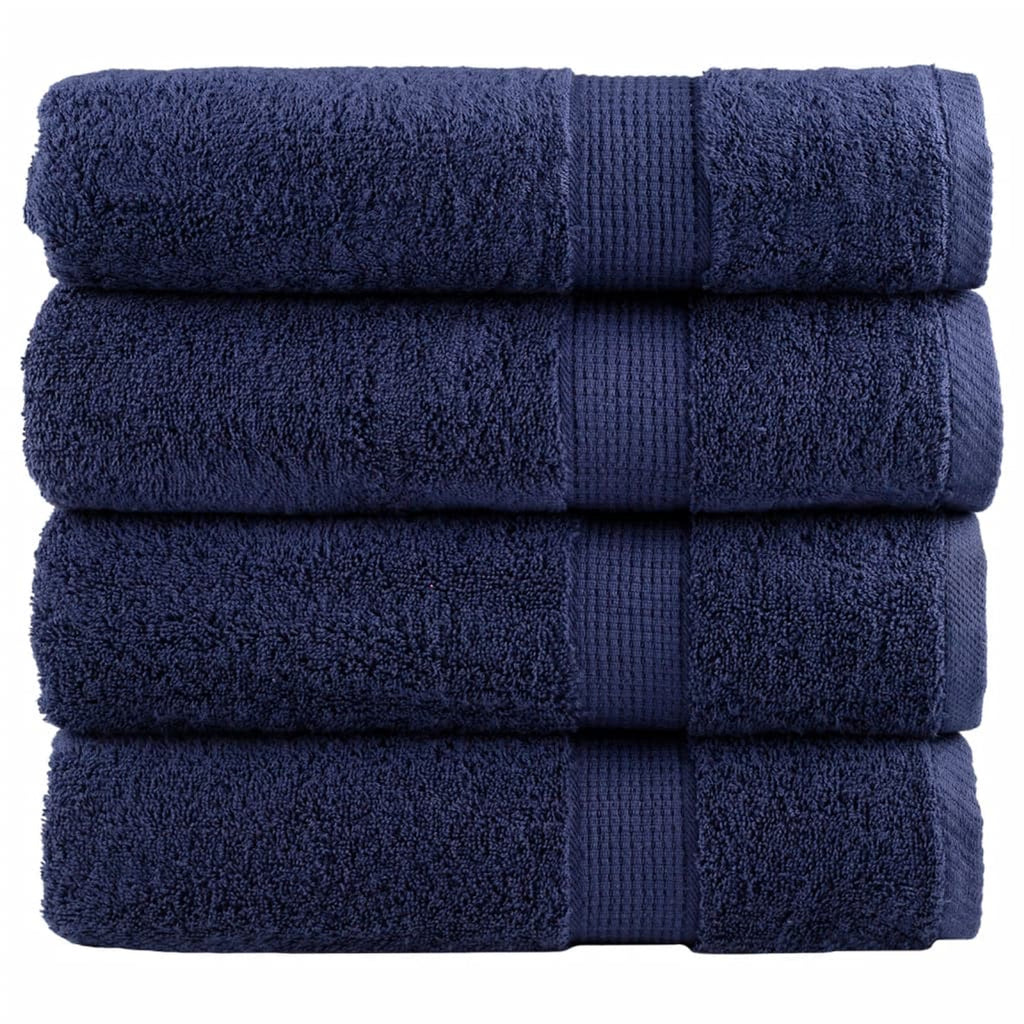 Towel Cotton Navy Blue 140 x 70 cm Bathroom Bath Linen Home Towels 4 Variant 2