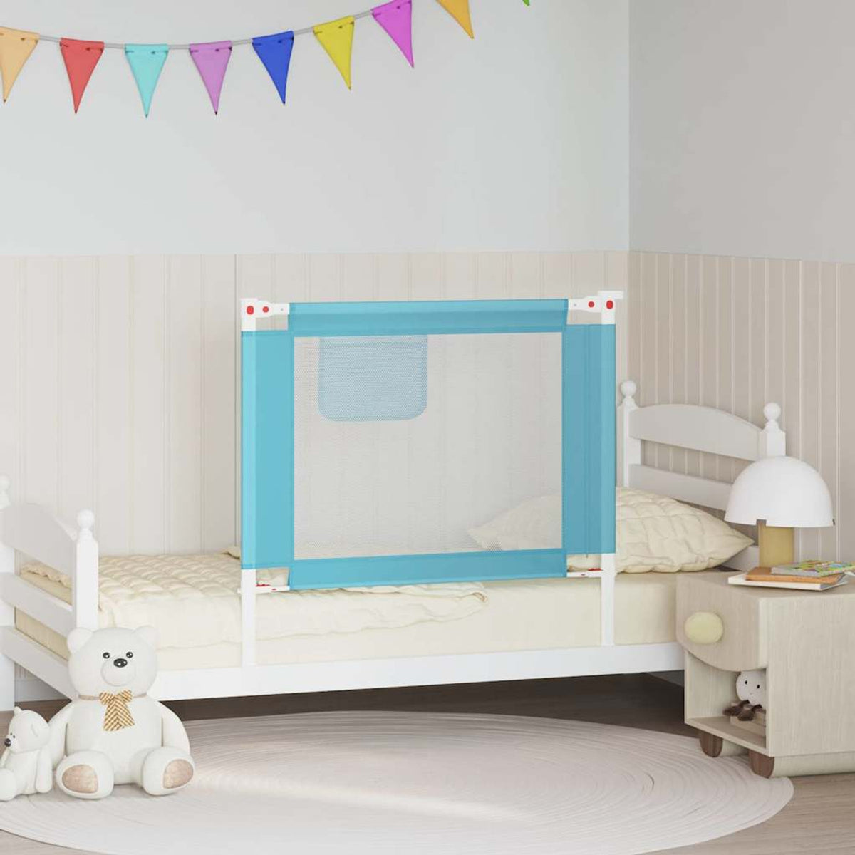 Toddler Safety Bed Rail Fabric (100% Polyester) Blue 90 x 25 x 95 cm Bedguard