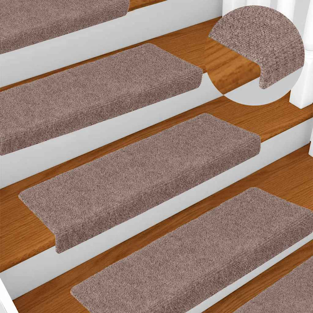 Stair Mats Self-Adhesive Light Rectangular Needle-Punched Fabric (100% 15 pcs