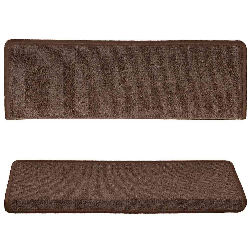 Stair Mats Rectangular Edge Needle-Punched Fabric (100% Brown 65 x 21 x 4 cm