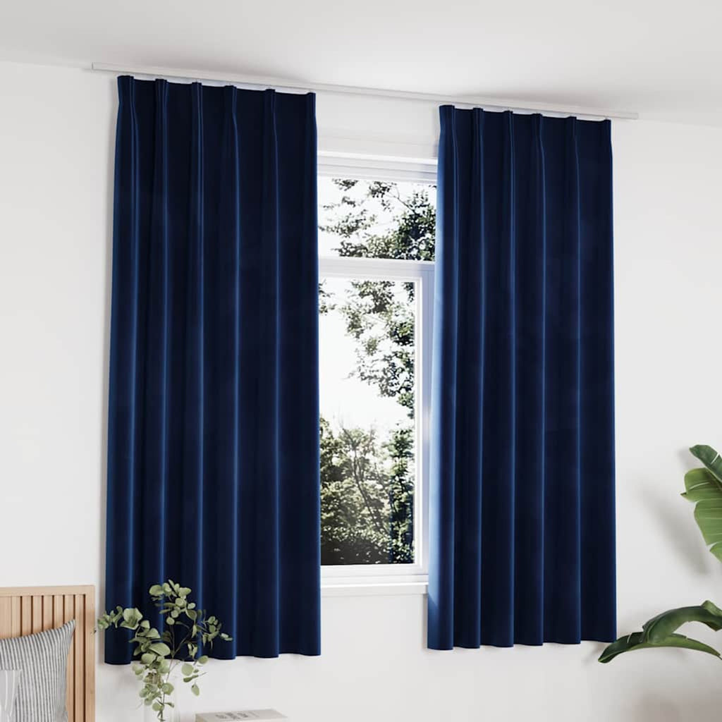 Blackout Curtain Velvet Dark Blue 140 x 175 cm Window Dressing Variant 2