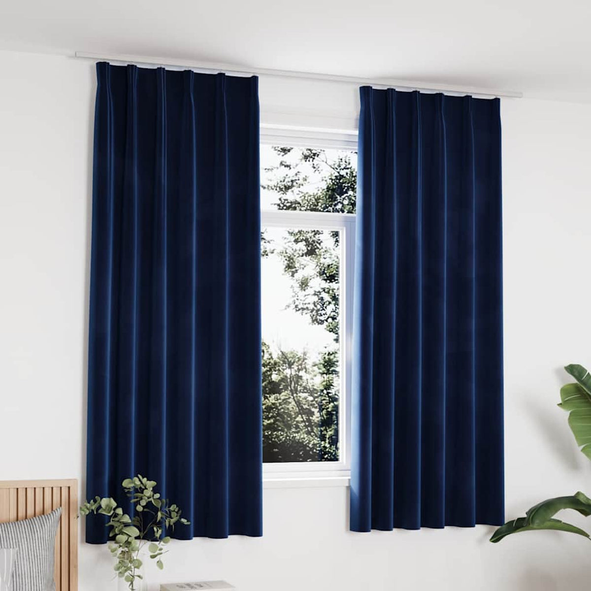 Blackout Curtain Velvet Dark Blue 140 x 175 cm Window Dressing Variant 2