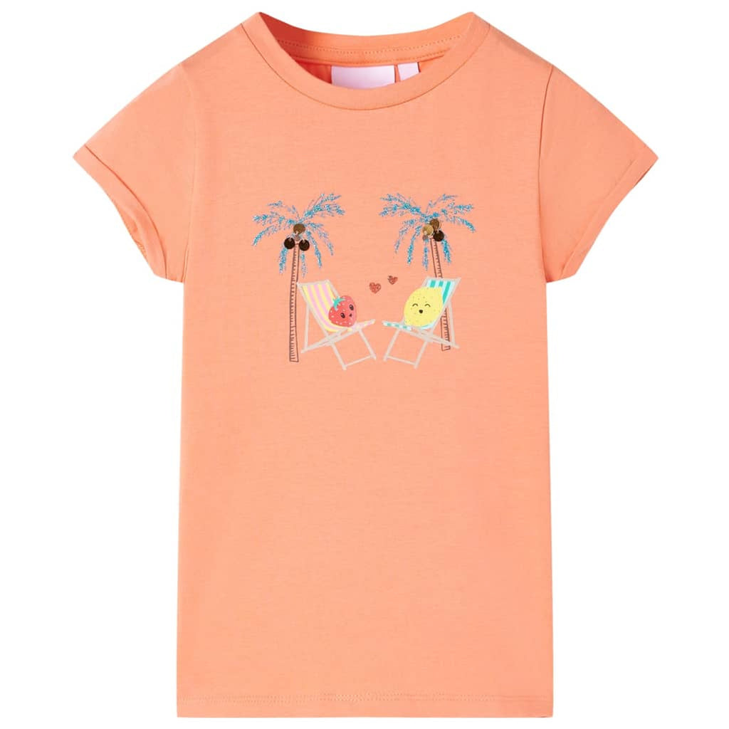 Kids T-Shirt Cotton Peach 128 Children's Top Kids Clothing Kids Wear Kids'