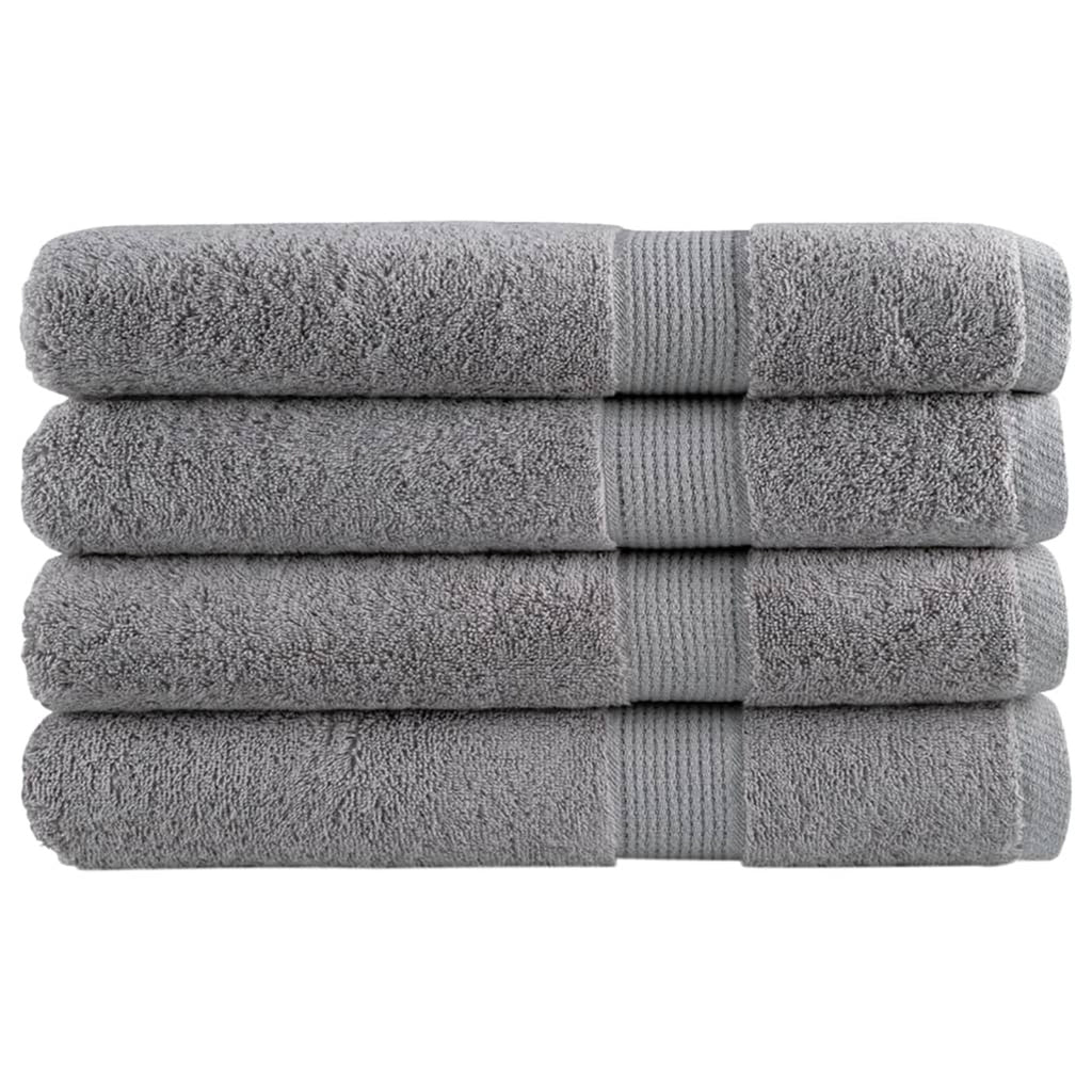 Towel Cotton Grey 200 x 80 cm Bathroom Bath Linen Home Towels 4 pcs Variant 2