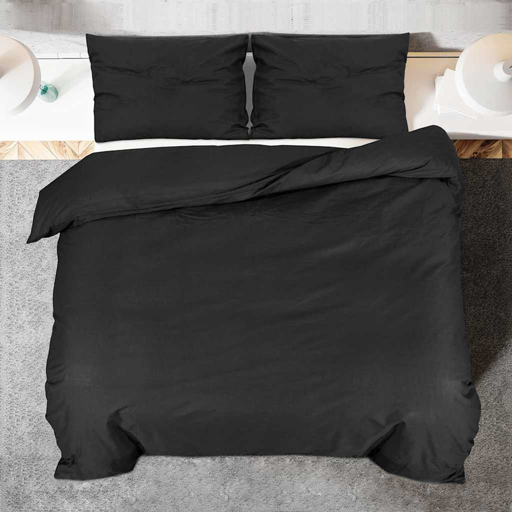 Duvet Cover Cotton Black 200 x 200 cm Bedding Bed Linen Bedroom Variant 2
