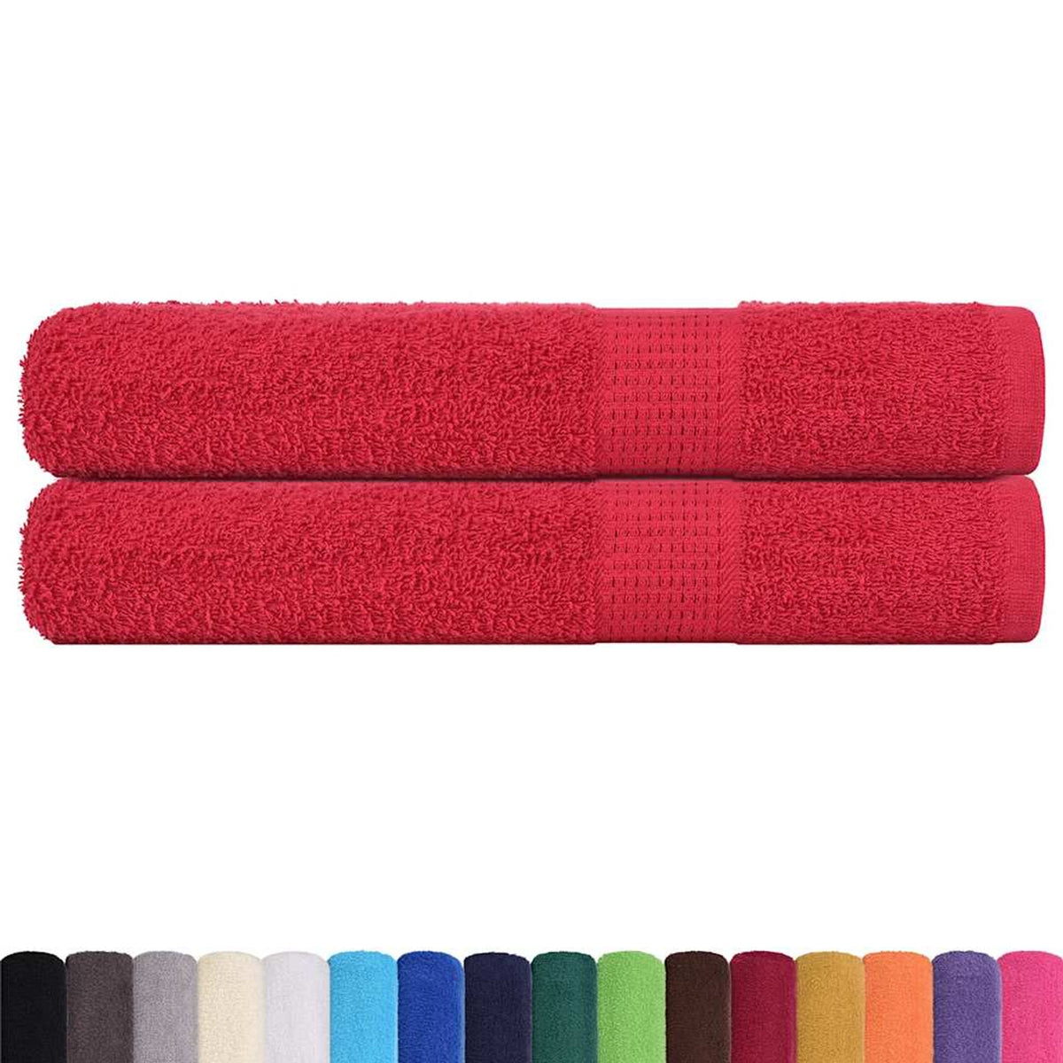 Towel Cotton Red 200 x 80 cm Bathroom Bath Linen Home Towels 2 pcs Sauna