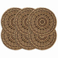 Placemats Dark Round Jute Dark Brown Floor Mat Home Non Slip Placemat 6 pcs
