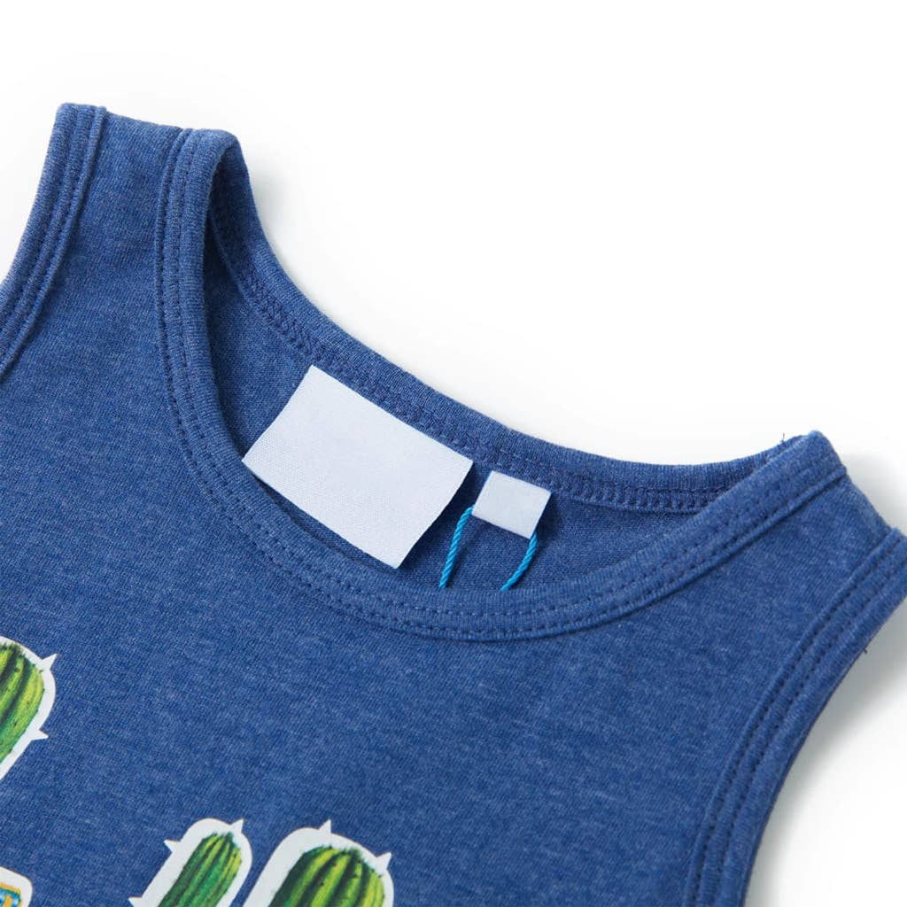 Kids'Tank Top Dark Melange Cotton Dark Blue Melange 128 Kids Clothing Kids'