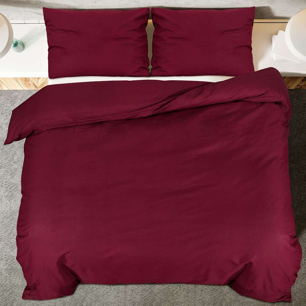 Duvet Cover Cotton Bordeaux 220 x 260 cm Bedding Bed Linen Bedroom Quilt