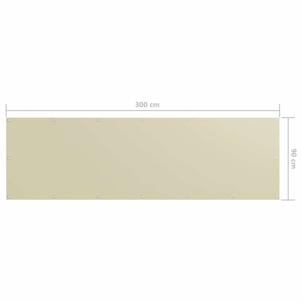 Balcony Screen Oxford Fabric Cream Waterproof UV Resistant 90 x 300 cm 90x300cm