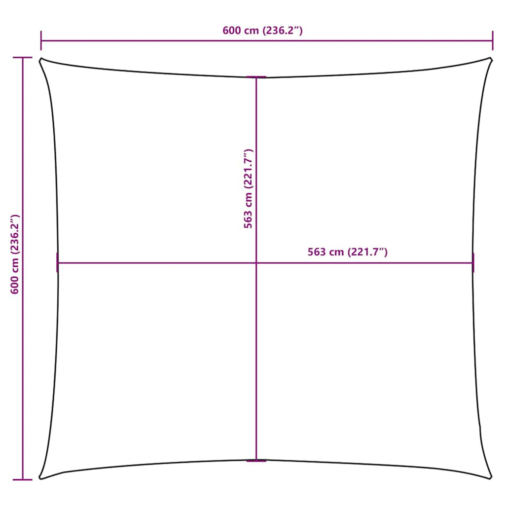 Sunshade Sail Oxford Fabric White Water Resistant UV Resistant 600 x 600 cm