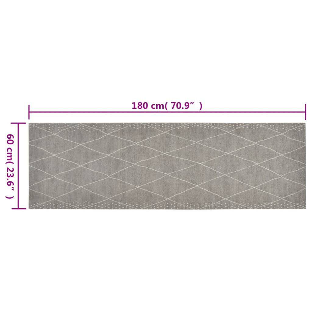 Rug Velvet (100% Polyamide) Grey 180 x 60 x 0.5 cm Floor Mat Home Variant 2
