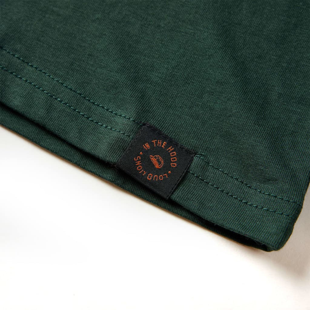 Kids T-Shirt Cotton Dark Green 92 Children's Top Kids Clothing Kids Wear Long