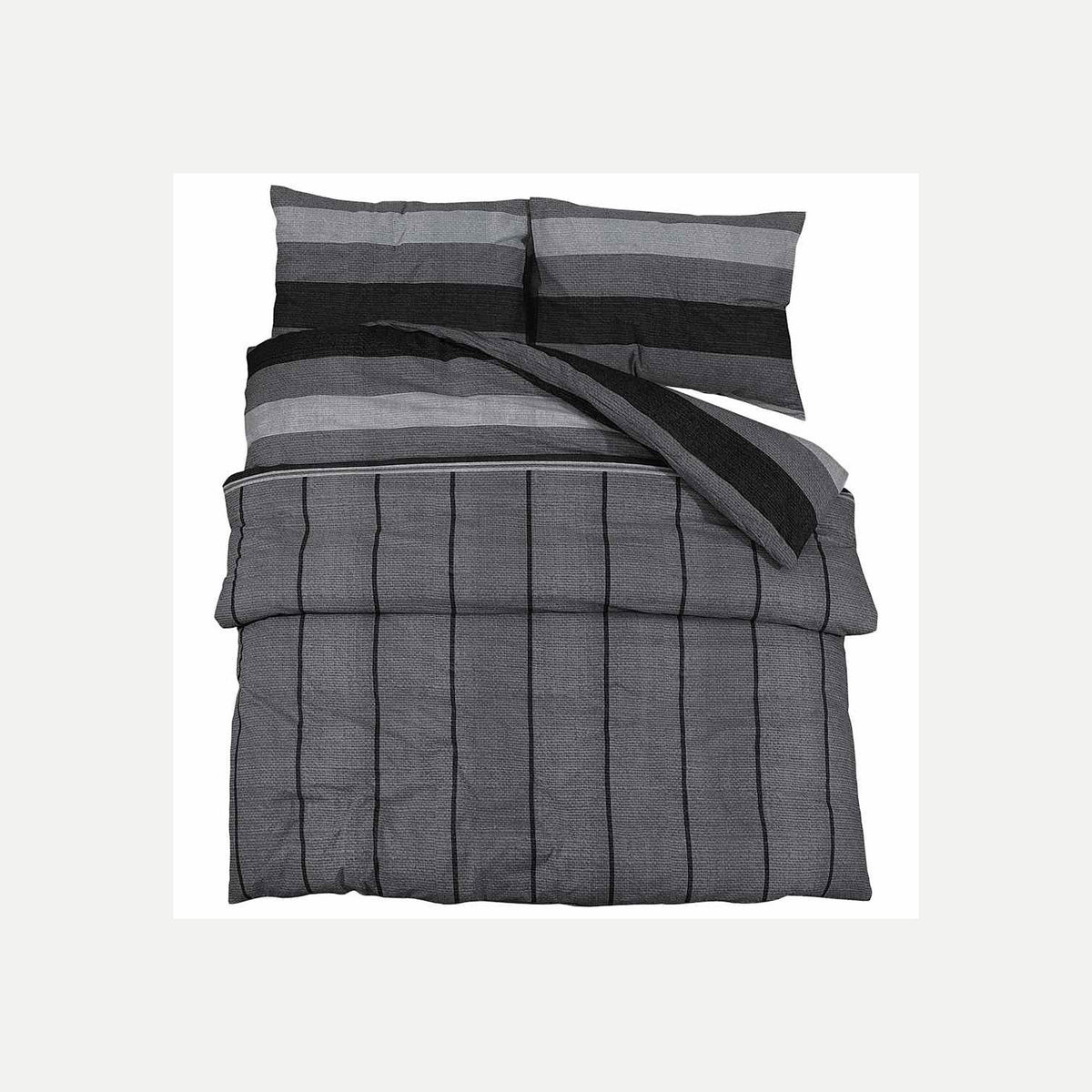 Duvet Cover Cotton Dark Grey 220 x 240 cm Bedding Bed Linen Bedroom Quilt