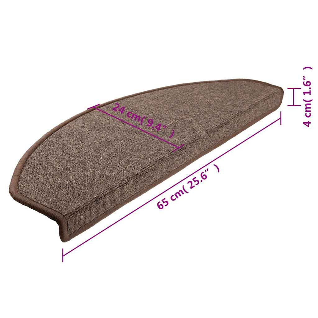 Stair Mats Coffee Needle-Punched Fabric -100% Coffee Brown 65 x 24 x 4 cm 15