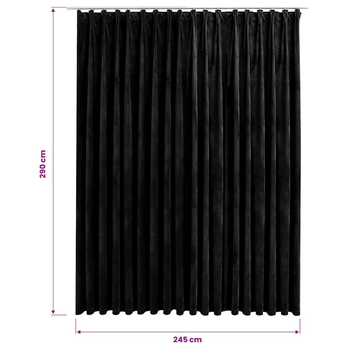 Blackout Curtain Velvet Black 290 x 245 cm Window Dressing Home Variant 2