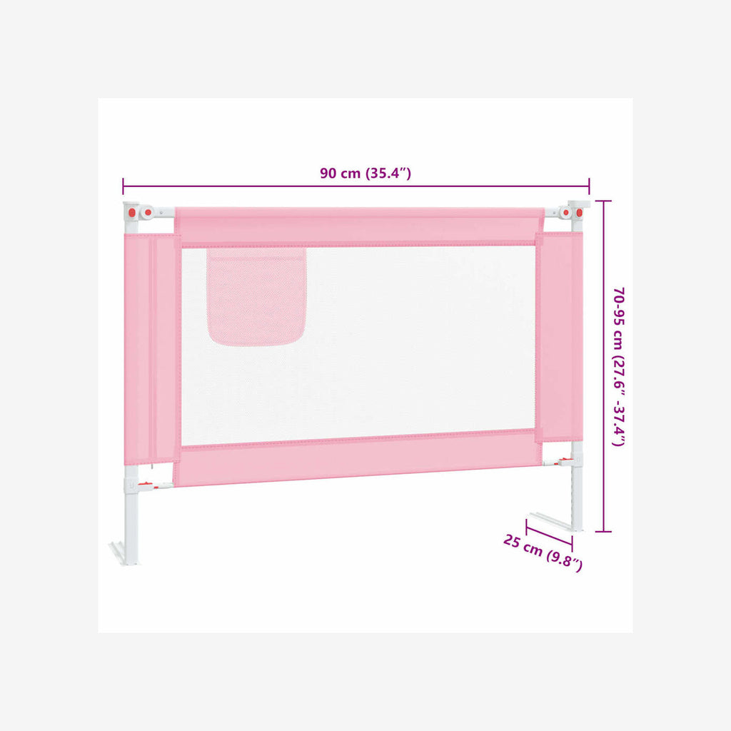 Toddler Safety Bed Rail Fabric (100% Polyester) Pink 90 x 25 x 95 cm Bedguard