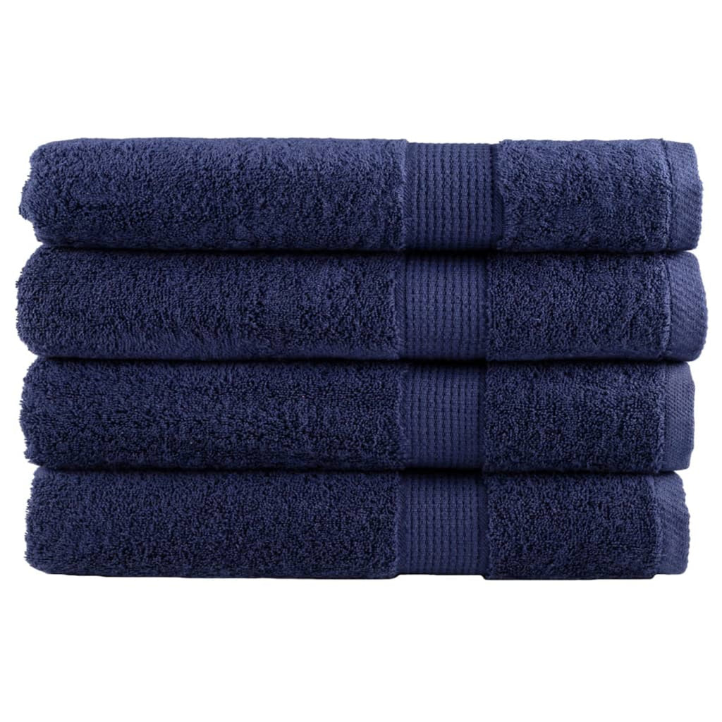 Towel Cotton Navy Blue 200 x 80 cm Bathroom Bath Linen Home Towels 4 Variant 2