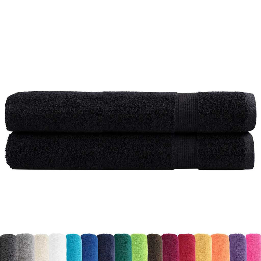 Towel Cotton Black 200 x 100 cm Bathroom Bath Linen Home Towels 2 pcs SOLUND